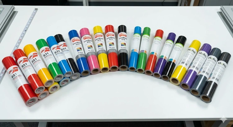 Best vinyl brands for Cricut including Oracal 651, Siser EasyWeed, and Cricut Smart Vinyl rolls compared side by side