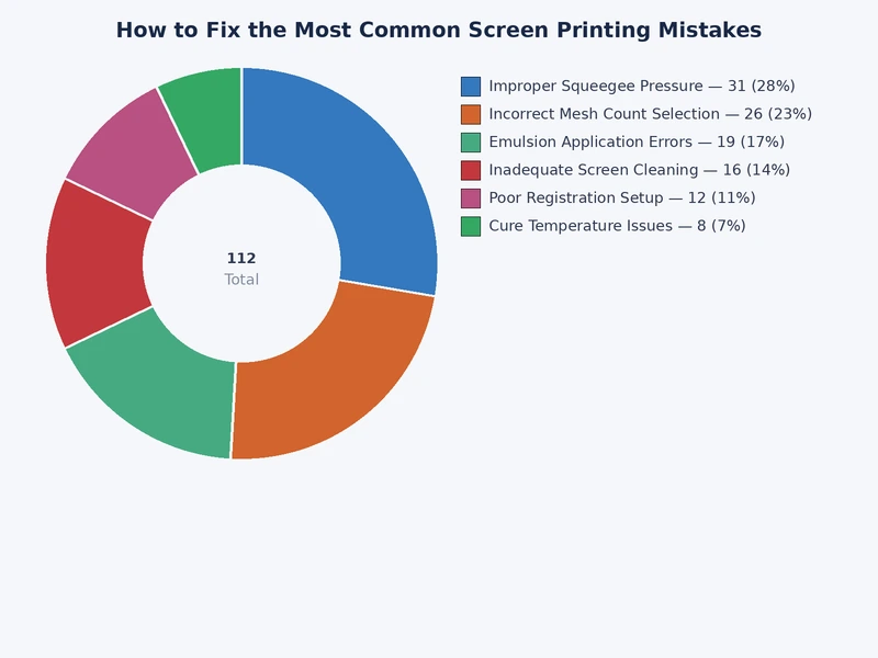 bar chart showing frequency distribution of common screen printing mistakes by failure type