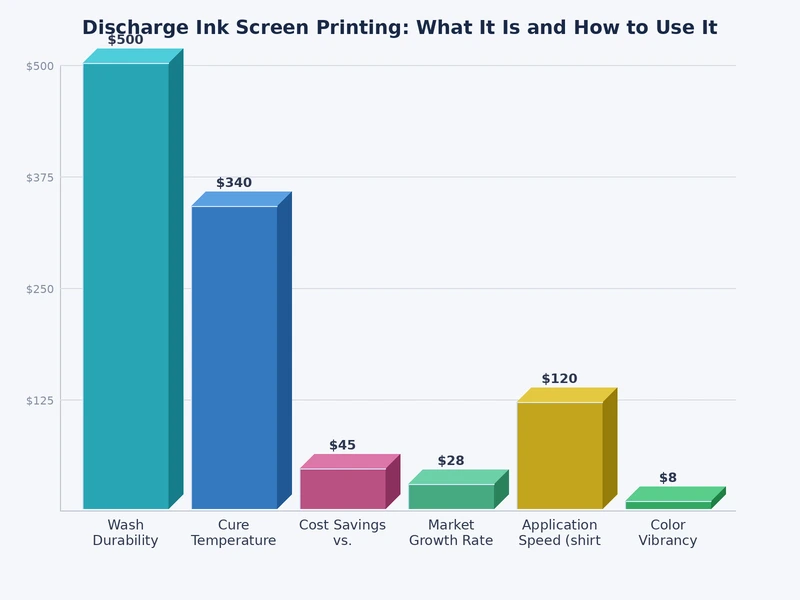 performance comparison chart of discharge ink versus plastisol water-based and HSA screen printing inks