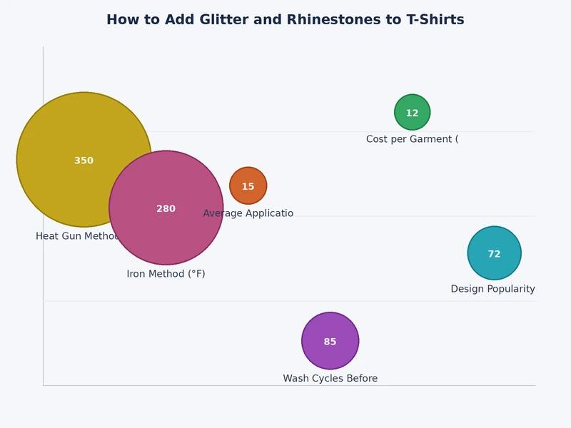 rhinestone size comparison chart from ss6 to ss30 showing gem diameters and recommended heat press temperatures