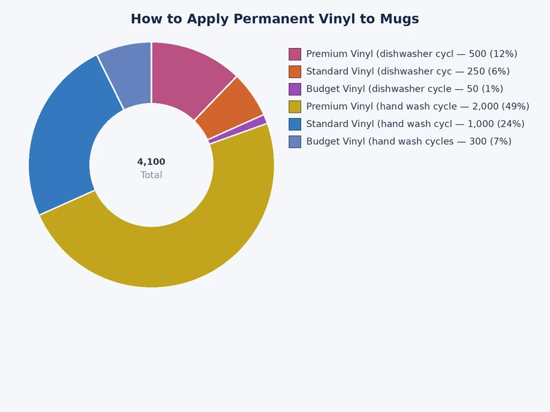 Chart comparing permanent vinyl adhesion performance across different mug surface types
