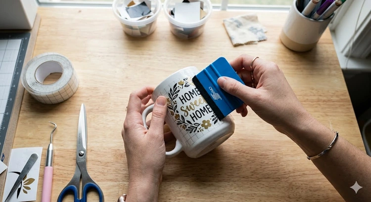 how to apply vinyl to a mug without bubbles on a glossy ceramic coffee mug