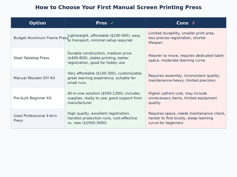 comparison of manual screen printing press configurations by station count, use case, and output volume