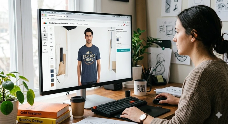 free t-shirt mockup generator showing custom design placed on a realistic shirt