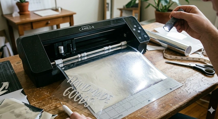 how to cut reflective vinyl with a Cricut or Silhouette cutting machine
