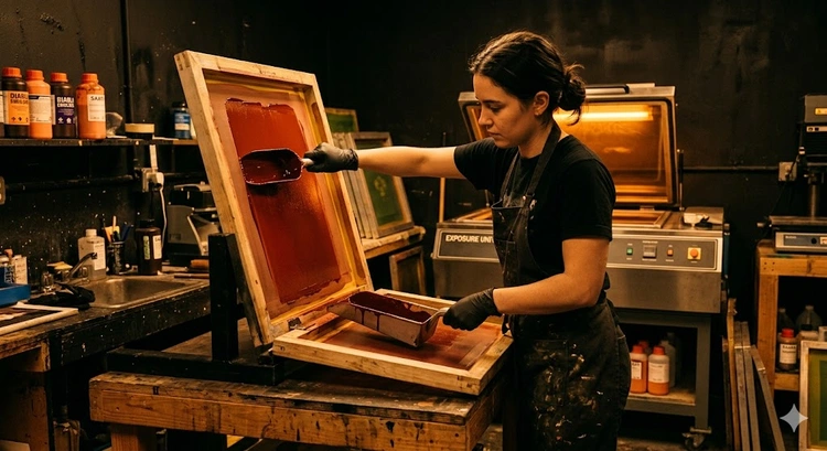 how to expose screen printing screen with emulsion under UV exposure unit