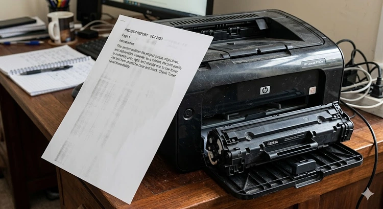 how to fix faded prints on laser printer — faded output compared to sharp black text