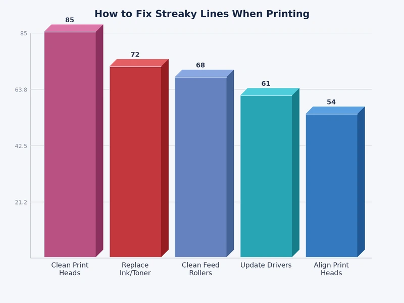 chart comparing most common causes of streaky printer lines by frequency across inkjet and laser models