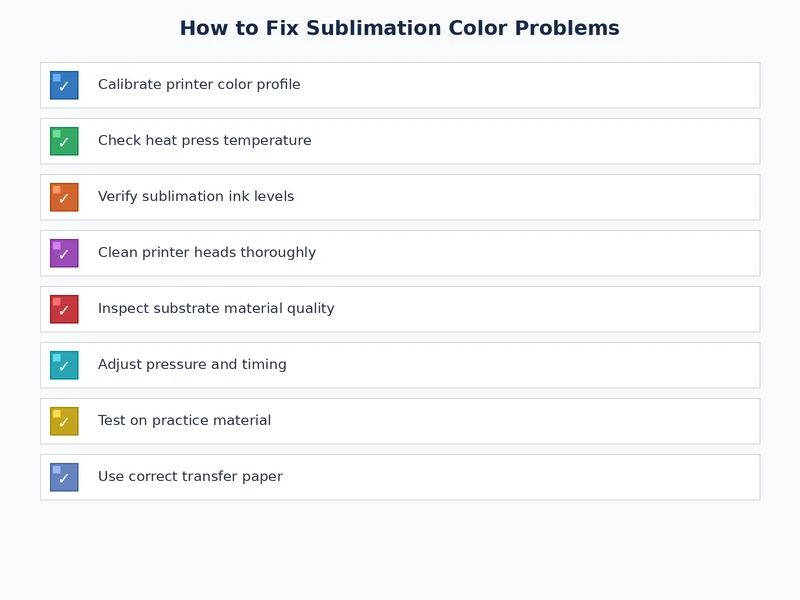 Sublimation color problems fix checklist — steps for diagnosing and correcting color output issues