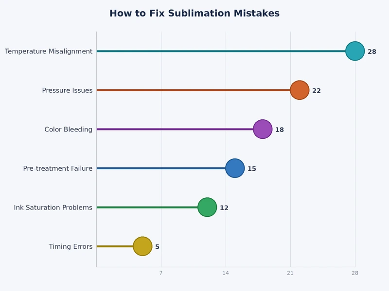 chart comparing sublimation mistake types, causes, and recovery rate by substrate