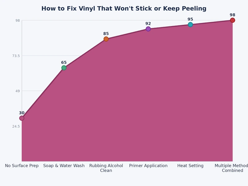 chart showing top causes of vinyl adhesion failure by surface type and condition