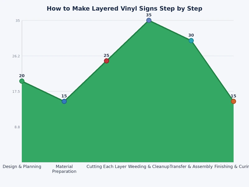 Bar chart showing difficulty rating by number of vinyl layers from two-color beginner to six-layer advanced projects