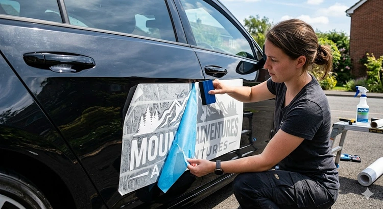 how to make vinyl car decals at home using a vinyl cutter, adhesive vinyl, and transfer tape