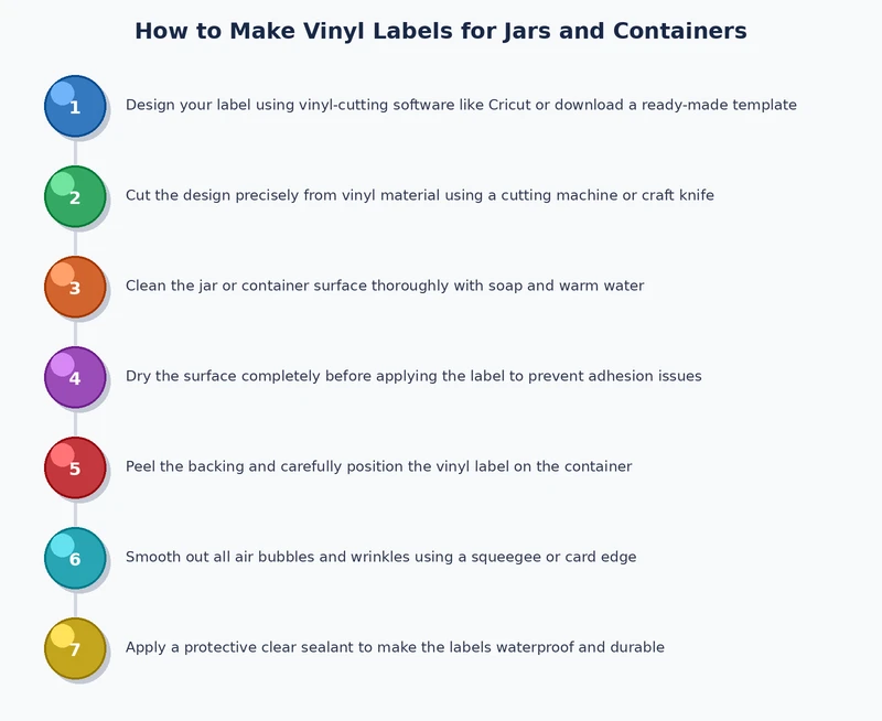 process diagram showing steps to cut weed and apply vinyl labels for jars