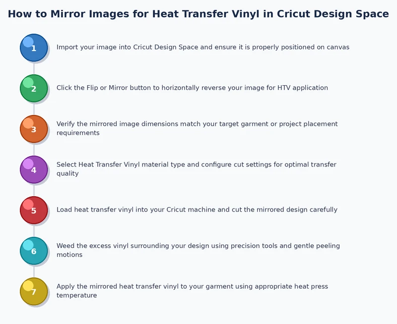 Cricut Design Space mat preview showing mirror toggle for heat transfer vinyl cutting process