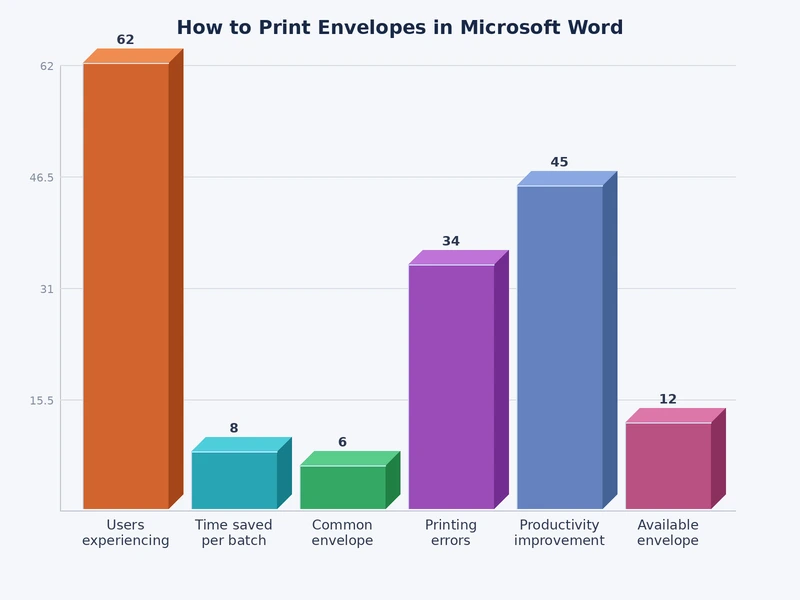 Comparison chart of common envelope sizes and their Microsoft Word preset settings