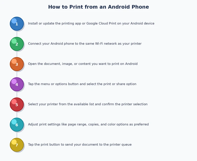 diagram showing Android phone printing pathways: Wi-Fi network, Wi-Fi Direct, and USB OTG