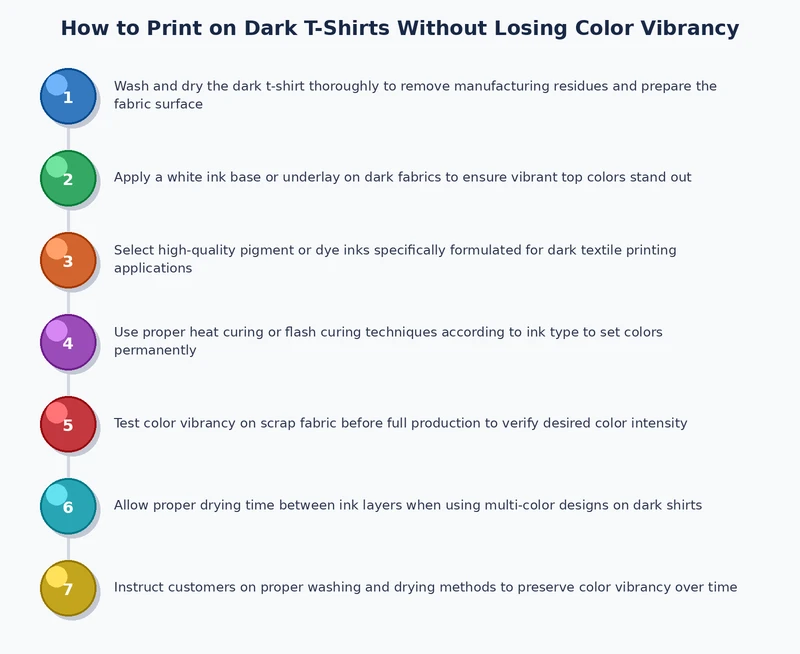 process diagram showing white underbase layer application in screen printing and DTF transfer steps for dark t-shirts