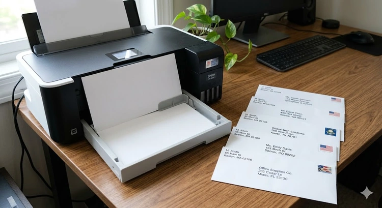 how to print on envelopes using a home inkjet printer with standard #10 envelopes