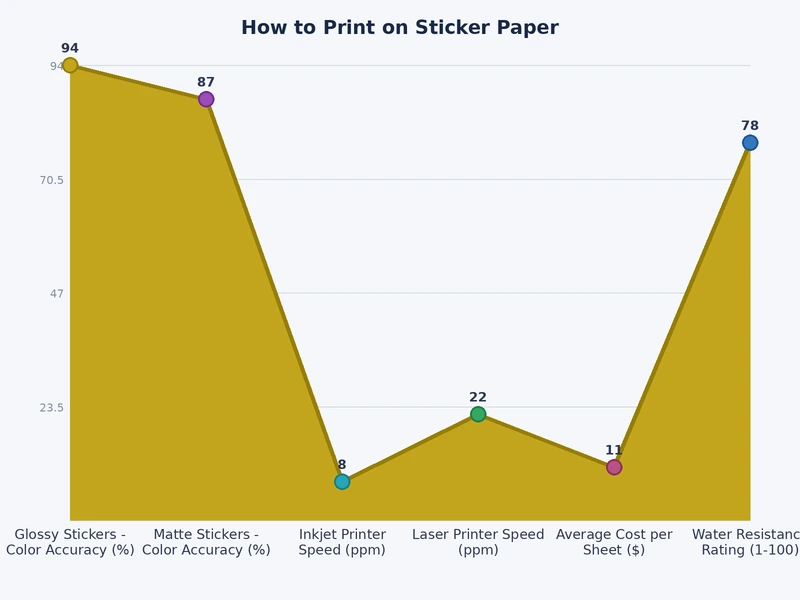 chart comparing sticker paper types — matte, glossy, clear, and kraft — by use case and printer compatibility