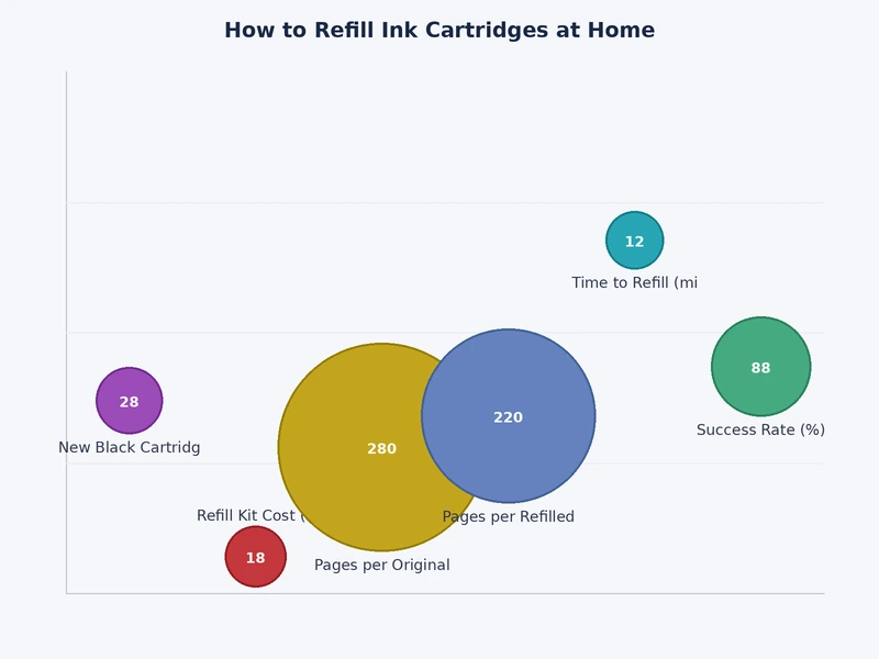 Bar chart comparing cost per page for OEM, compatible, and refilled inkjet cartridges