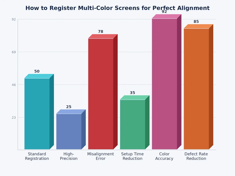 chart showing registration accuracy by color count and press type for screen printing