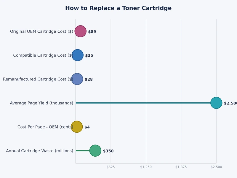 Chart comparing OEM, compatible, and remanufactured toner cartridge cost and yield