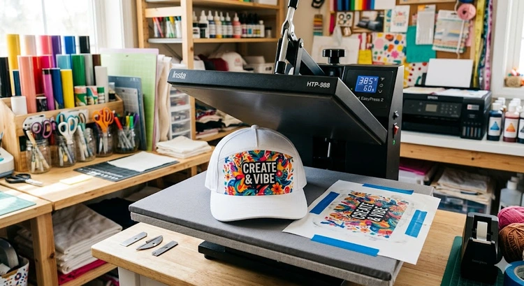 How to sublimate on hats using a curved platen hat press and structured polyester cap