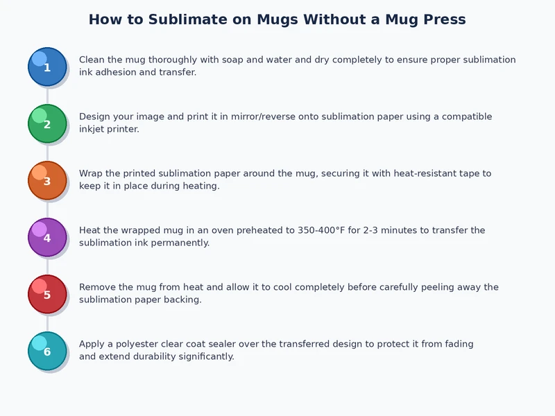 step-by-step process diagram for sublimating mugs without mug press
