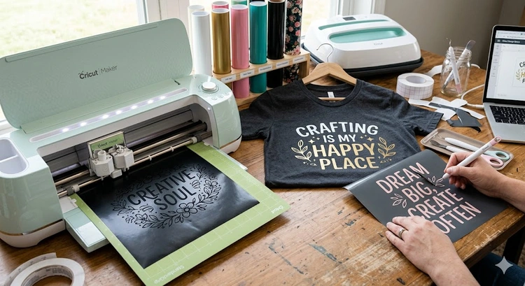 how to use cricut to make t-shirts with heat transfer vinyl and a heat press