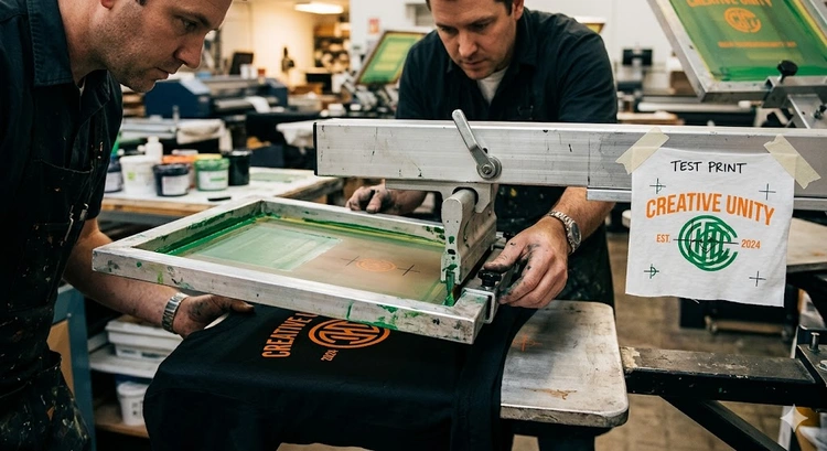 how to register multi color screen printing with crosshair marks on a manual press