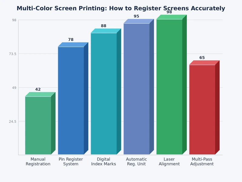 chart comparing registration accuracy across manual and automatic screen printing press types