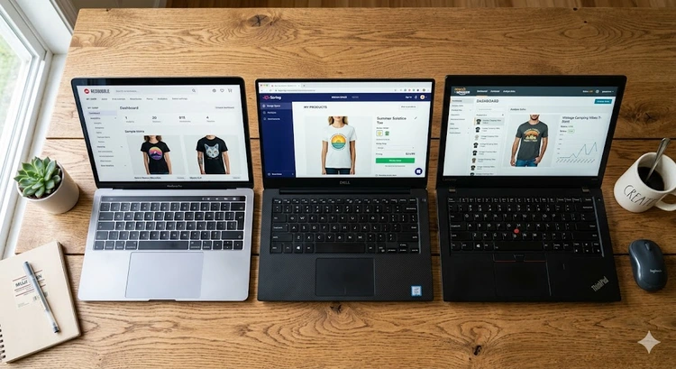 Redbubble vs Teespring vs Merch by Amazon print-on-demand platform comparison