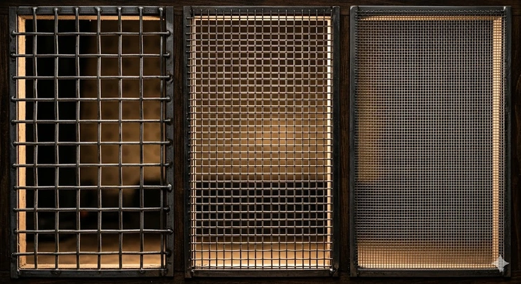 screen printing mesh count guide showing different mesh screens arranged from low to high thread density