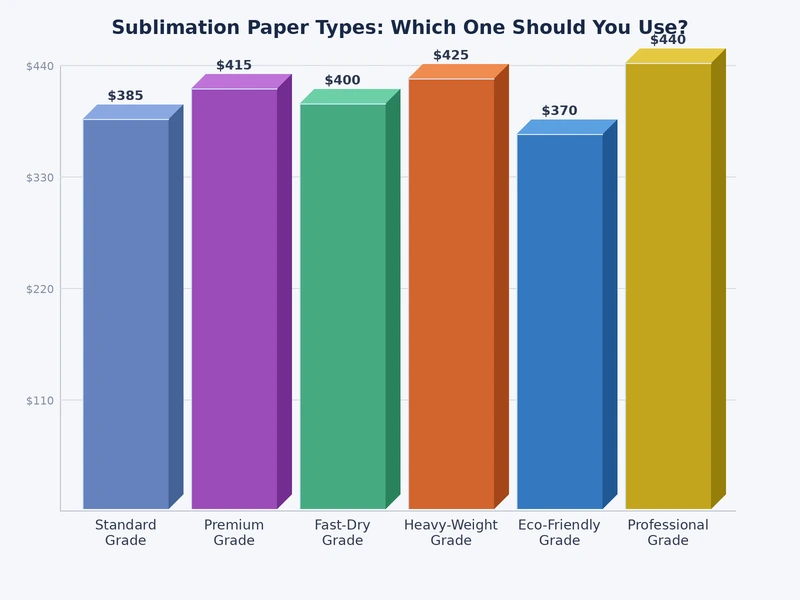 Comparison chart of sublimation paper types by coating weight, release speed, and substrate suitability