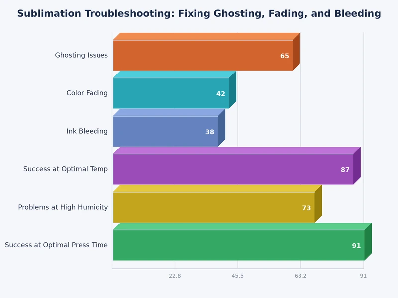 chart comparing root causes and fixes for sublimation ghosting bleeding and fading defects
