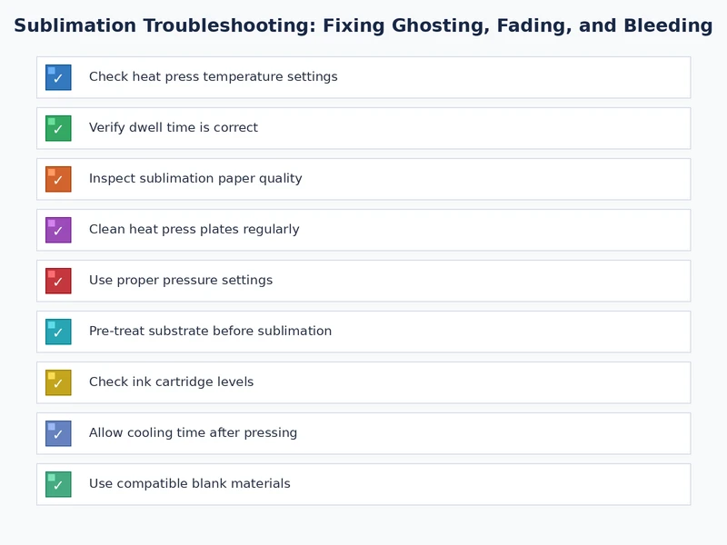 pre-press checklist for preventing sublimation troubleshooting ghosting bleeding and fading defects