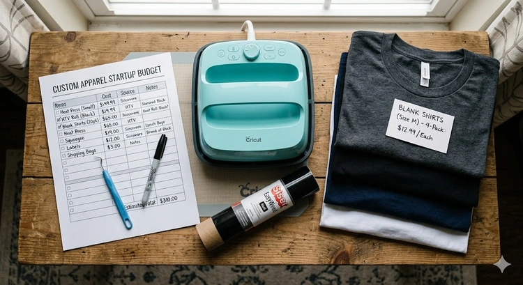 t-shirt printing business startup costs breakdown with equipment and supply categories