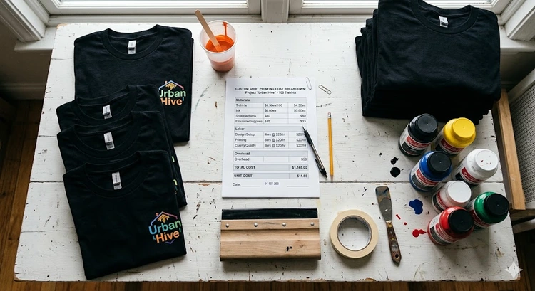 t-shirt printing cost breakdown across screen printing, DTG, DTF, sublimation, and heat transfer vinyl methods