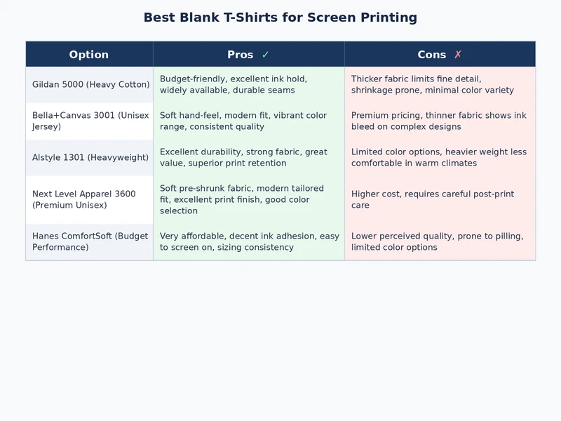 Side-by-side screen print quality comparison on open-end cotton, ring-spun cotton, and tri-blend fabric under identical plastisol conditions