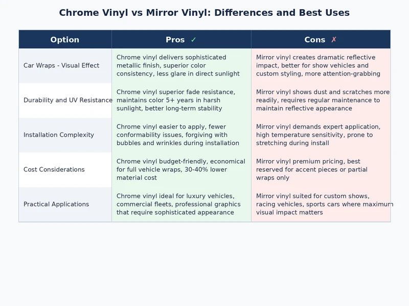 finished chrome vinyl vs mirror vinyl projects on tumblers and signage showing the difference in reflective depth
