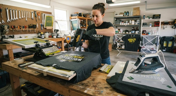 how to cure screen printing ink without flash dryer using a heat gun on a printed garment