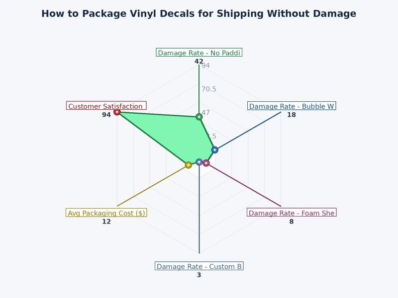 chart comparing vinyl decal packaging methods by protection level and cost per unit