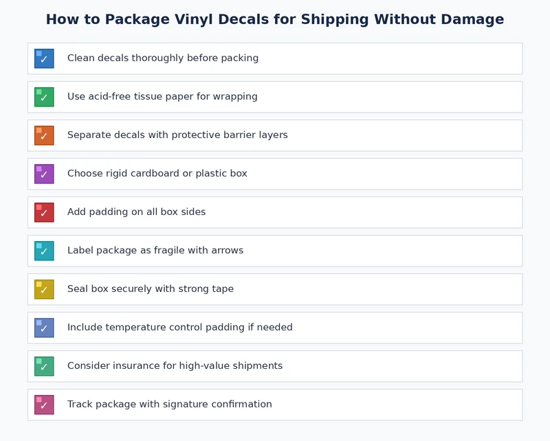 checklist for packaging vinyl decals for shipping without damage step by step