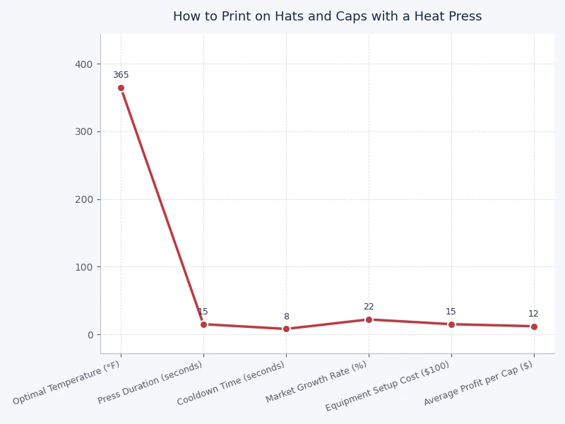 comparison chart of hat printing methods showing temperature pressure and dwell time ranges