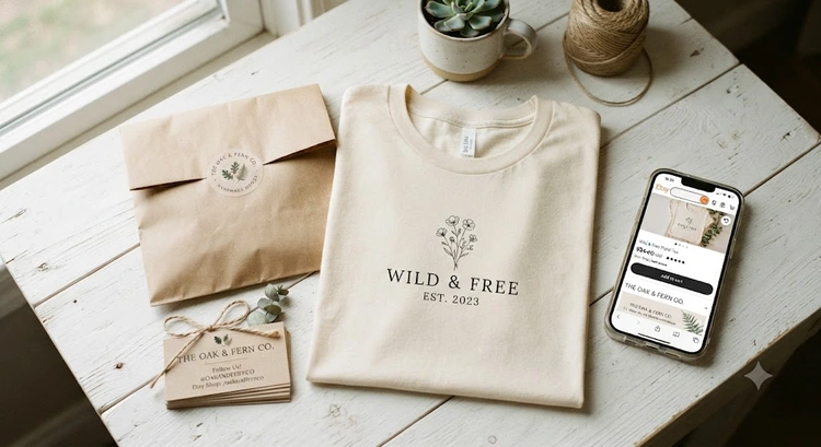 Custom printed t-shirts with niche designs laid out on a table, illustrating how to sell custom t-shirts on Etsy
