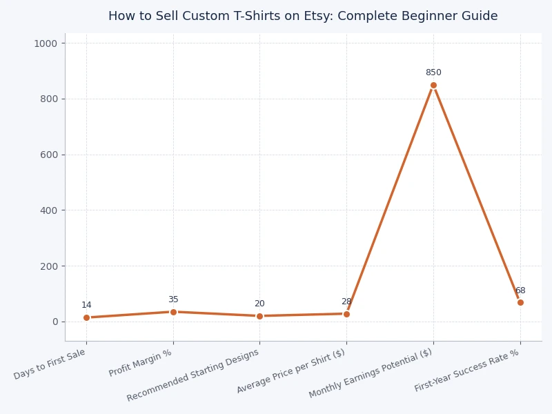 Bar chart comparing startup costs and profit margins for HTV, DTG, sublimation, and print-on-demand methods used by Etsy t-shirt sellers