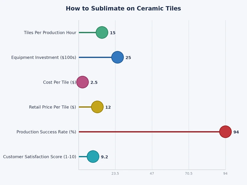 bar chart comparing sublimation tile press time, temperature, and pressure settings across common substrate sizes