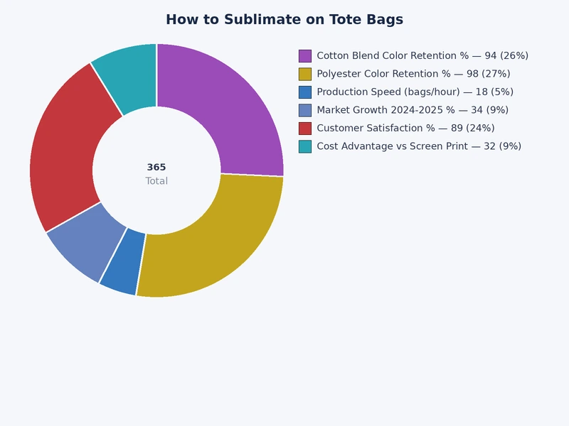 Bar chart comparing sublimation color vibrancy across tote bag material types