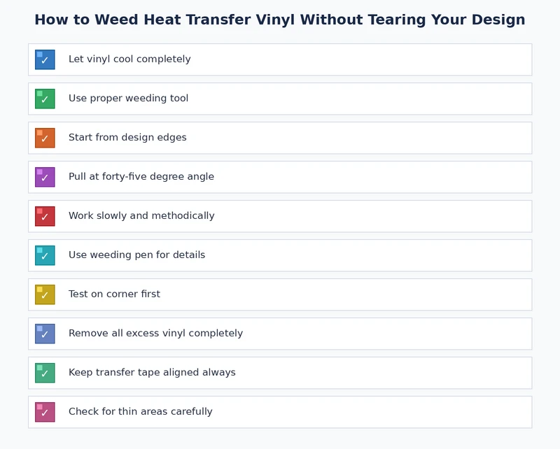 weeding heat transfer vinyl checklist with tools steps and settings